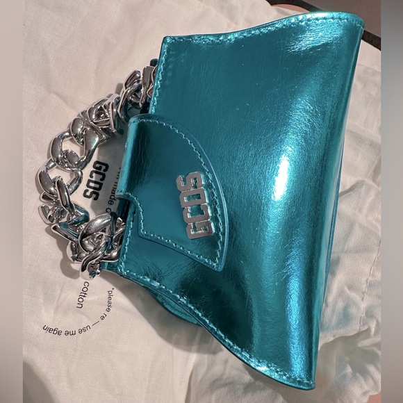 GCDS Transpallic Metallic Blue Mini Bag - Picture 13 of 14